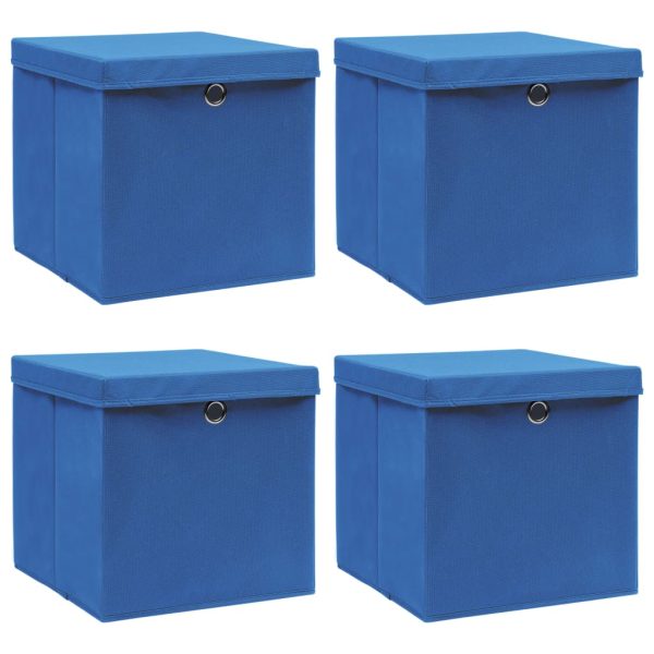vidaXL opbevaringskasser med låg 4 stk. 32x32x32 stof blå
