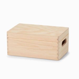 Zeller - Kasser af nåletræ med låg uden inddelere - Natur - 30cm x 20cm x 14cm - Søs