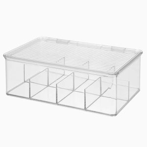 iDesign - Opbevaringskasse - Transparent - 27,2cm 17,6cm x 9,5cm - Karoline