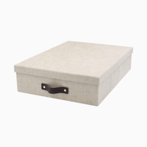 Opbevaringskasse med låg - Beige - 26cm x 35cm x 8,5cm - Marie