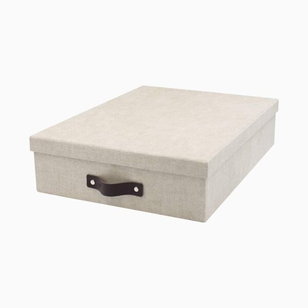 Opbevaringskasse med låg - Beige - 26cm x 35cm x 8,5cm - Marie
