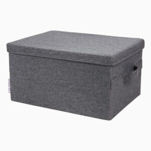 Stofkasse med låg (3 størrelser) - Grå - 40cm x 30cm x 22cm - Carrie