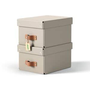Leitz Puro opbevaringsboks med låg, small, 7 L, 100 % recirkuleret karton, pakke med 2 stk, beige