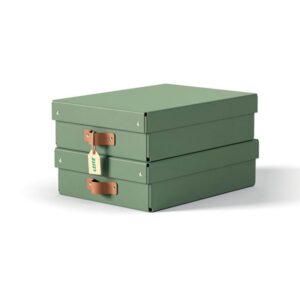 Leitz Puro opbevaringsboks med låg, medium, lav, 8 L, 100 % recirkuleret karton, pakke med 2 stk, grøn