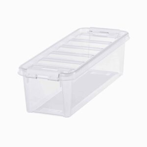 Opbevaringsboks med låg - Mellem - Transparent - 14,5cm x 38,5cm x 11cm - Eva