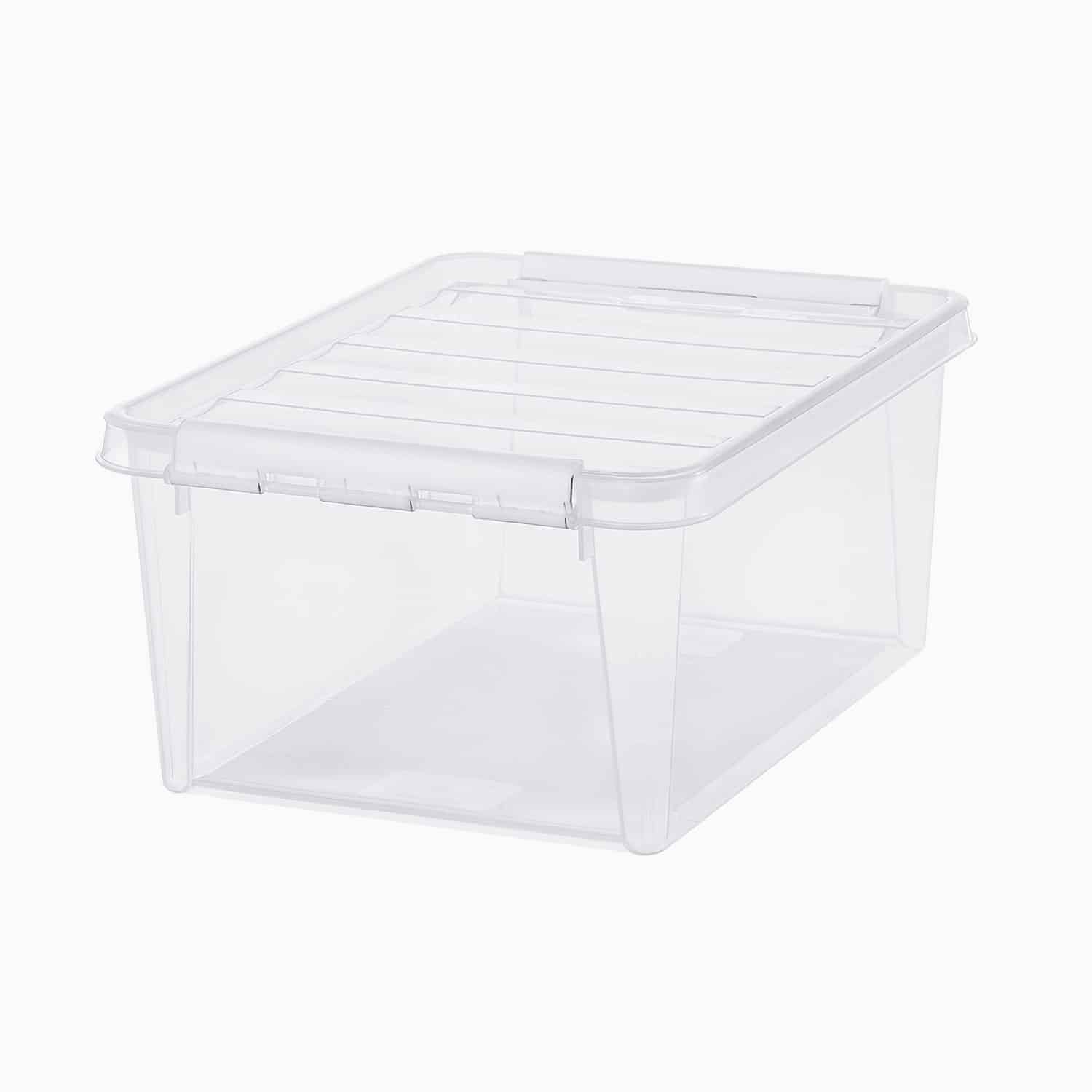 Opbevaringsboks med låg - Mellem - Transparent - 30cm x 40cm x 18cm - Eva