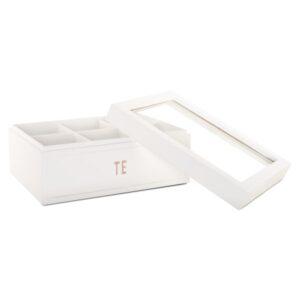 Different Design Trækasse Te med Glaslåg, Stor, Hvid