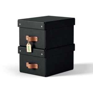 Leitz Puro opbevaringsboks med låg, small, 7 L, 100 % recirkuleret karton, pakke med 2 stk, sort