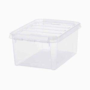 Opbevaringsboks med låg - Mellem Transparent Rektangulær Plast 25cm x 34cm x 16cm - Transparent - 25cm x 34cm x 16cm - Eva