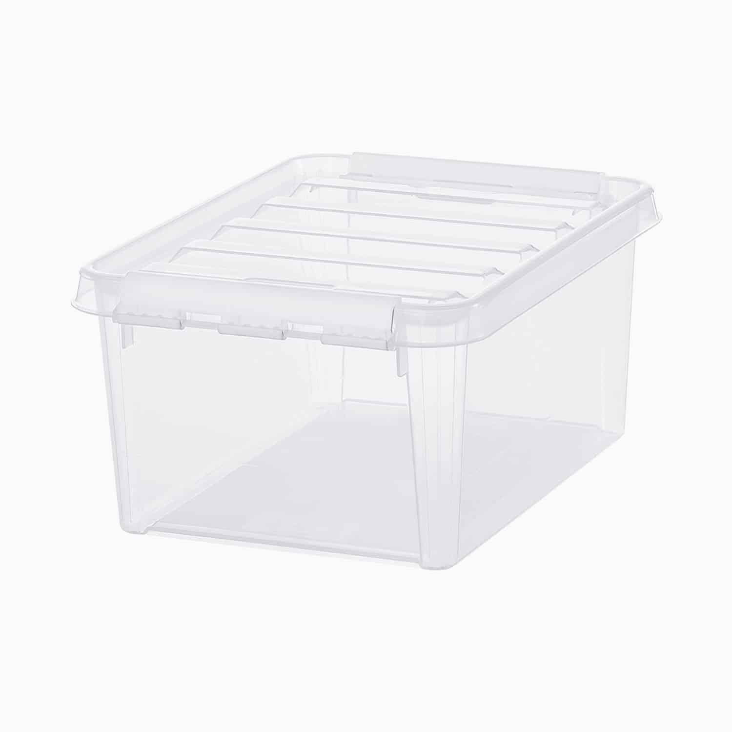 Opbevaringsboks med låg - Mellem Transparent Rektangulær Plast 25cm x 34cm x 16cm - Transparent - 25cm x 34cm x 16cm - Eva