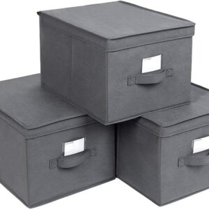 Opbevaringskasser - 3 foldbare stofæsker med låg - grå 40x30x25 - Opbevaring - Daily-Living