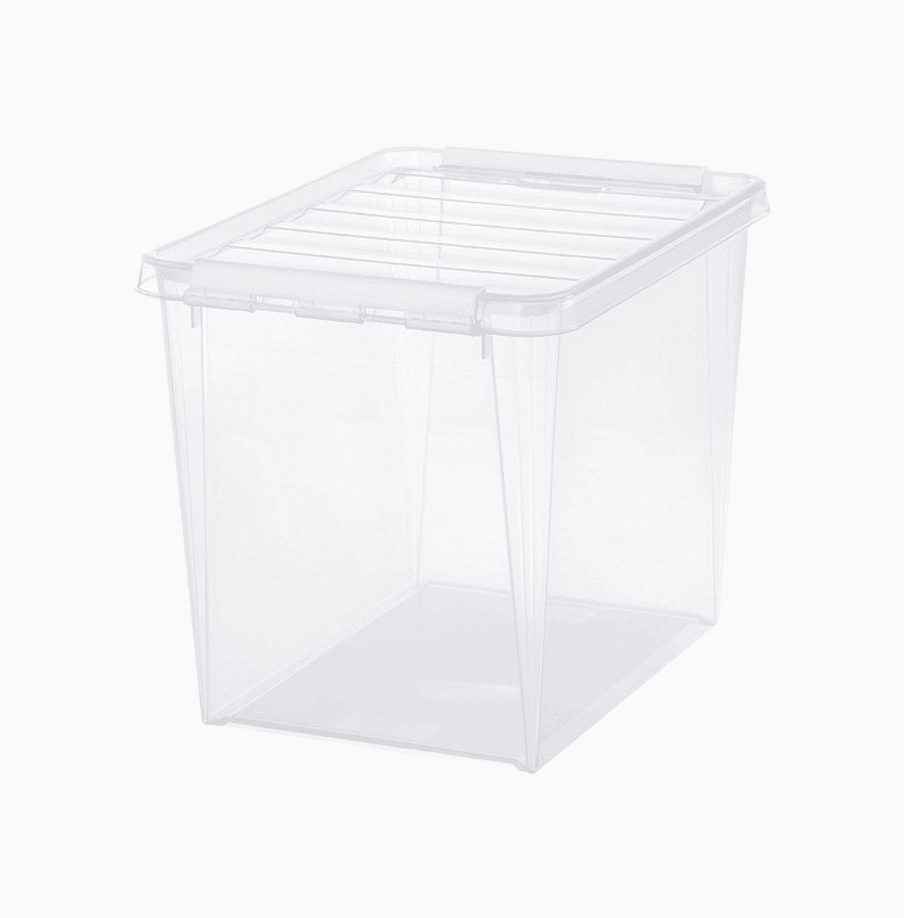 Opbevaringsboks med låg - Store Transparent Rektangulær Plast 40cm x 30cm x 32cm - Transparent - 40cm x 30cm x 32cm - Eva