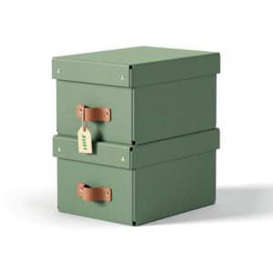 Leitz Puro opbevaringsboks med låg, small, 7 L, 100 % recirkuleret karton, pakke med 2 stk, grøn